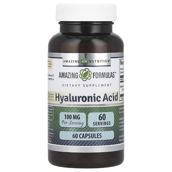 Suplemento de Ácido Hialurônico 100 mg 60 Cápsulas - Amazing Nutrition