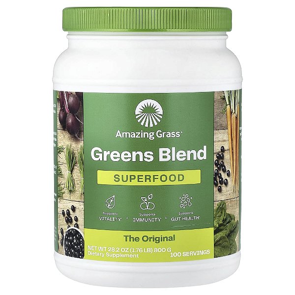 Suplemento de Verdes Orgânicos Super Greens em Pó Original 800 g - Amazing Grass