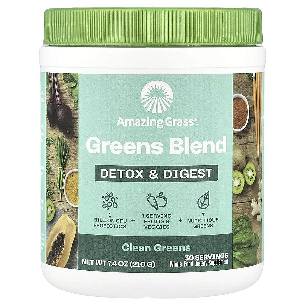 Suplemento de Verdes Orgânicos Super Greens Detox e Digestão 210 g - Amazing Grass