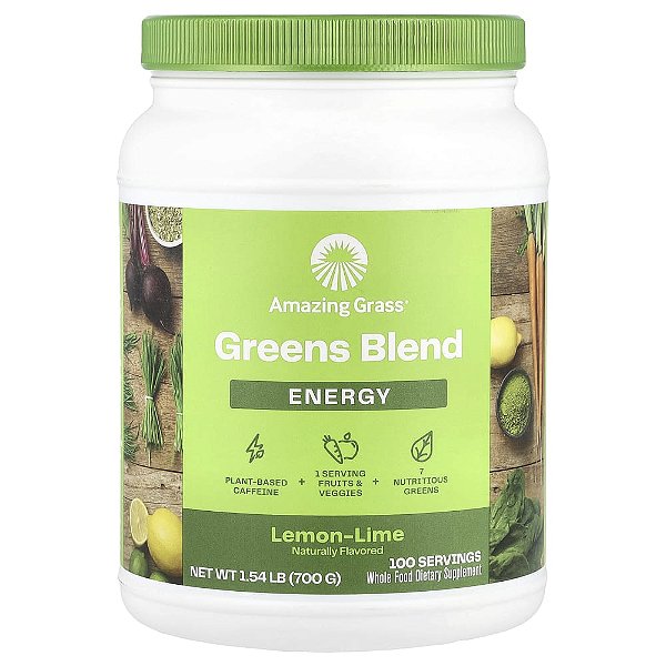 Suplemento de Verdes Orgânicos Super Greens Energy Sabor Limão 700 g - Amazing Grass