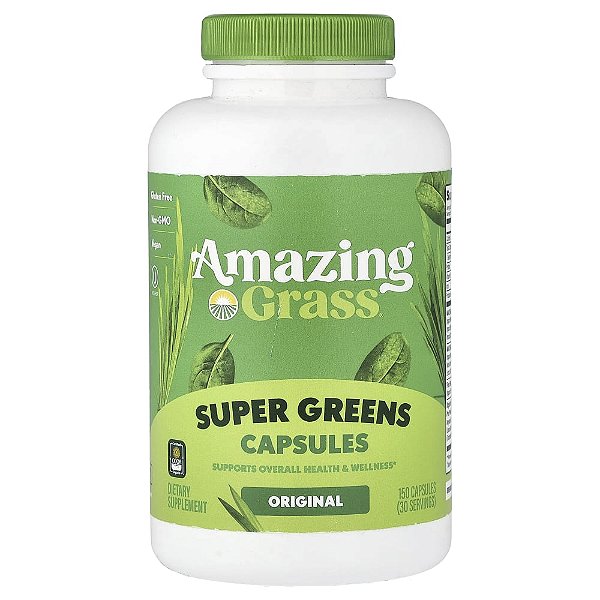 Suplemento de Verdes Orgânicos Super Greens 150 Cápsulas - Amazing Grass
