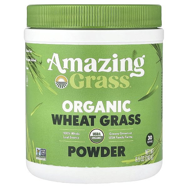 Suplemento de Grama de Trigo Orgânica Wheat Grass em Pó 240 g - Amazing Grass