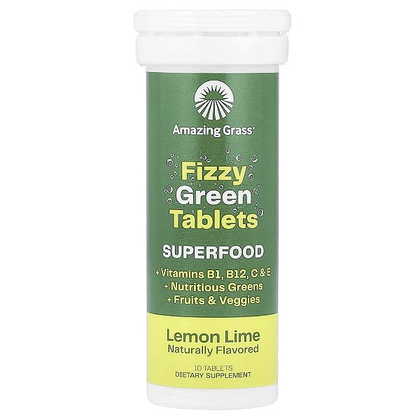 Comprimidos Verdes Efervescentes Green Superfood Sabor Limão e Limão Taiti 10 Comprimidos - Amazing Grass