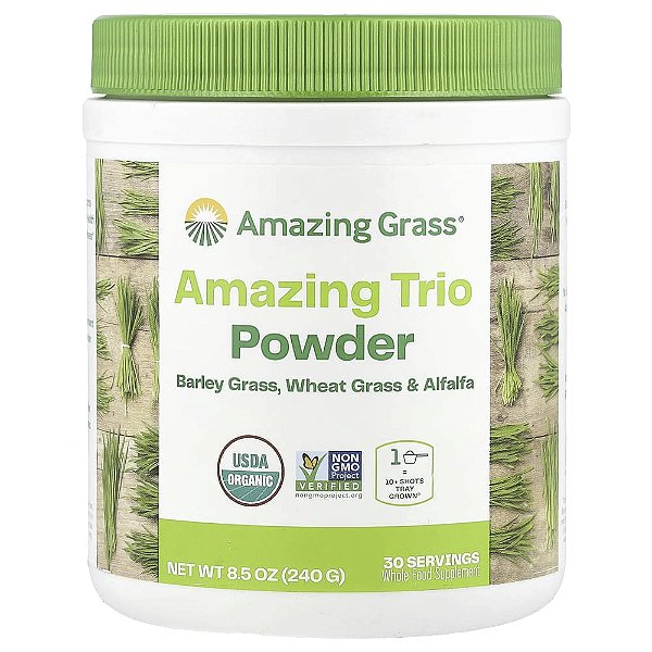 Suplemento de Verdes Orgânicos Amazing Trio Grama de Cevada Trigo e Alfafa 240 g - Amazing Grass