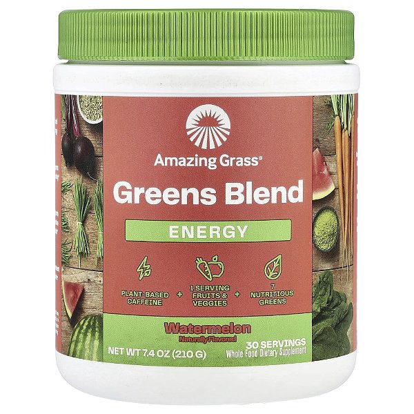 Suplemento de Verdes Orgânicos Super Greens Energy Sabor Melancia 210 g - Amazing Grass