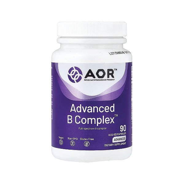 Suplemento de Complexo B Advanced B Complex 90 Cápsulas - Advanced Orthomolecular Research AOR