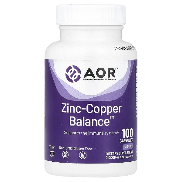 Suplemento de Zinco e Cobre Zinc-Copper Balance 100 Cápsulas - Advanced Orthomolecular Research AOR