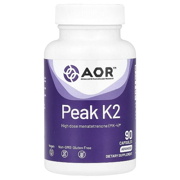 Suplemento de Vitamina K2 Peak K2 15 mg 90 Cápsulas - Advanced Orthomolecular Research AOR