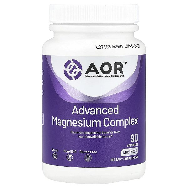 Suplemento de Magnésio Advanced Magnesium Complex 90 Cápsulas Vegetarianas - Advanced Orthomolecular Research AOR