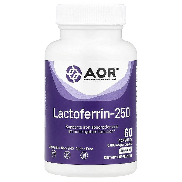 Suplemento de Lactoferrina Lactoferrin-250 250 mg 60 Cápsulas - Advanced Orthomolecular Research AOR