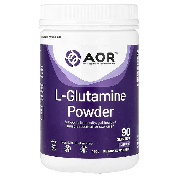 Suplemento de L-Glutamina em Pó L-Glutamine Powder 450 g - Advanced Orthomolecular Research AOR