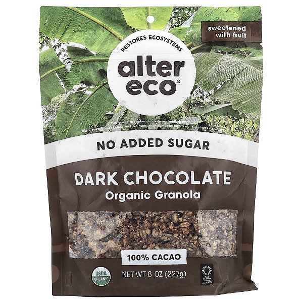 Granola Orgânica Sabor Chocolate Amargo Dark Chocolate 227 g - Alter Eco