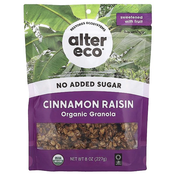 Granola Orgânica Sabor Canela e Passas Cinnamon Raisin 227 g - Alter Eco