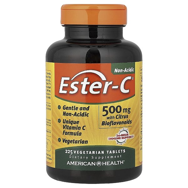 Suplemento de Vitamina C Ester-C com Bioflavonoides Cítricos 500 mg 225 Comprimidos Vegetarianos - American Health