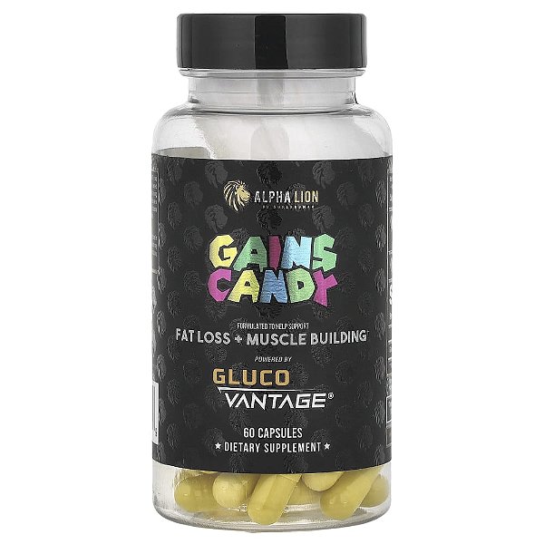 Suplemento para Controle de Glicose Gains Candy GlucoVantage 100 mg 60 Cápsulas - ALPHA LION