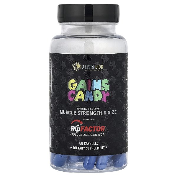 Suplemento para Ganho Muscular Gains Candy RipFactor 325 mg 60 Cápsulas - ALPHA LION