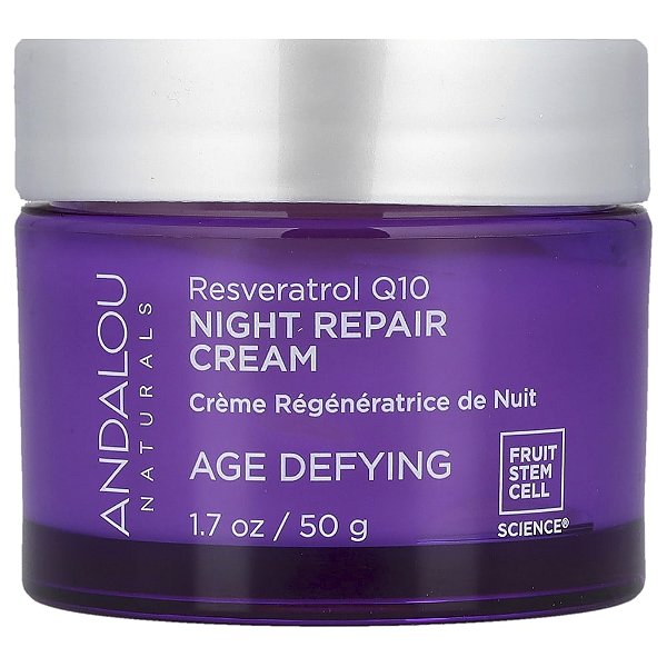 Creme Facial Noturno Reparador Resveratrol Q10 Age Defying 50 g - Andalou Naturals