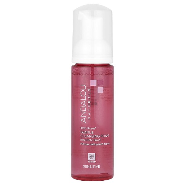 Espuma de Limpeza Facial Suave 1000 Roses para Pele Sensível 163 ml - Andalou Naturals