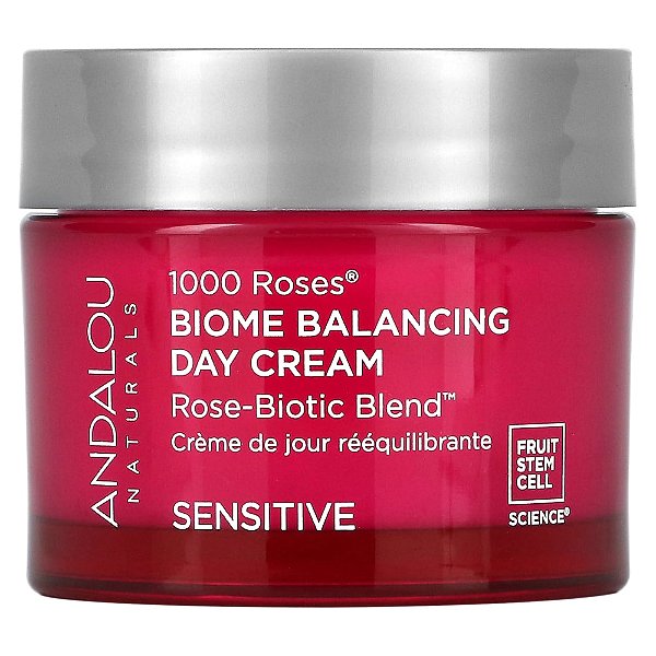 Creme Facial Diurno Equilíbrio do Bioma 1000 Roses Pele Sensível 50 g - Andalou Naturals