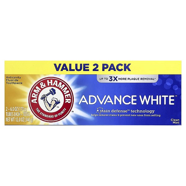 Creme Dental com Flúor Advance White Menta Pura 2 Unidades de 170 g - Arm & Hammer