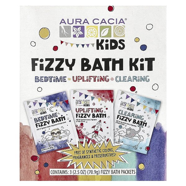 Kit de Banhos Efervescentes Infantil Diversos 3 Saquetas de 70.9 g - Aura Cacia