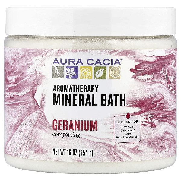 Sais para Banho Mineral de Aromaterapia Gerânio 454 g - Aura Cacia