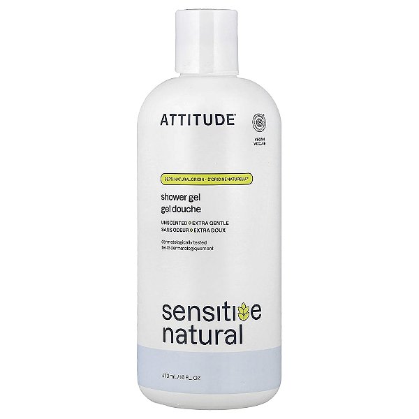 Sabonete Líquido e Gel de Banho Sensitive Natural Sem Perfume 473 ml - ATTITUDE