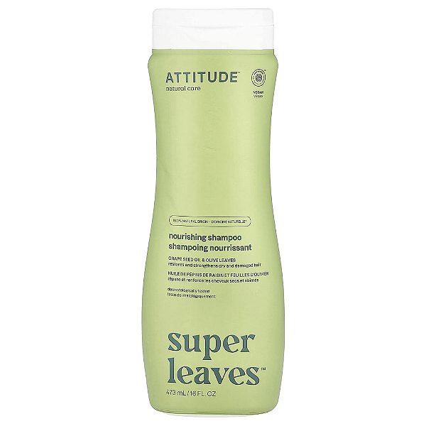 Shampoo Nutritivo Super Leaves Semente de Uva e Folha de Oliva 473 ml - ATTITUDE