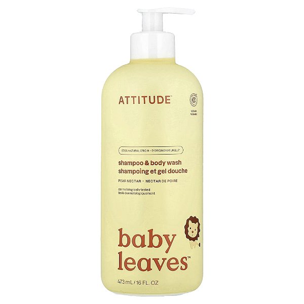 Shampoo 2 em 1 e Sabonete Líquido Infantil Baby Leaves Néctar de Pera 473 ml - ATTITUDE