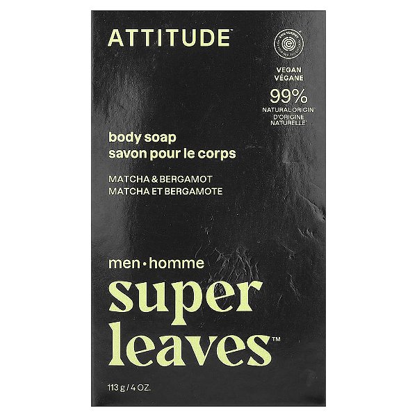 Sabonete em Barra Masculino Super Leaves Matcha e Bergamota 113 g - ATTITUDE