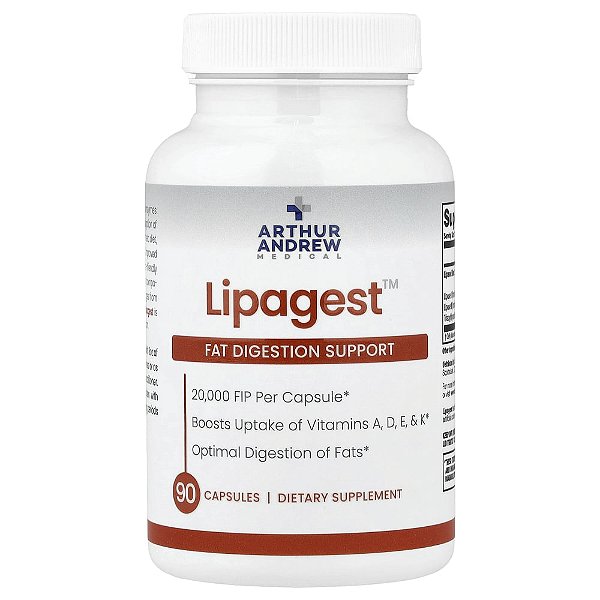 Lipagest Suporte Enzimático para Digestão de Gorduras 90 Cápsulas - Arthur Andrew Medical