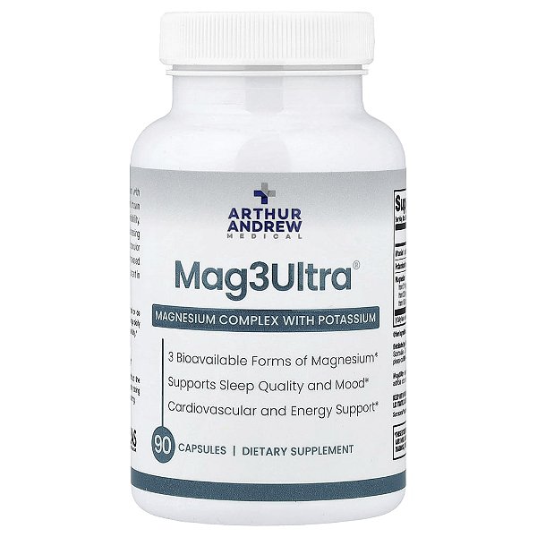 Mag3Ultra Complexo de Magnésio e Potássio 90 Cápsulas - Arthur Andrew Medical