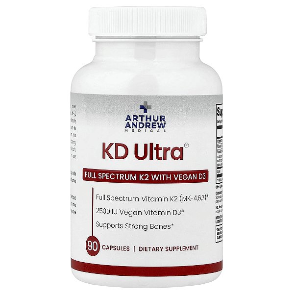 KD Ultra Vitamina K2 Full Spectrum e Vitamina D3 Vegana 90 Cápsulas - Arthur Andrew Medical