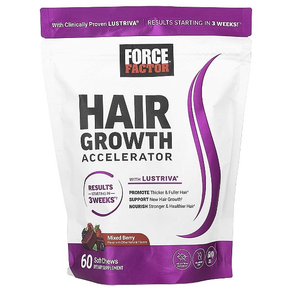 Acelerador do Crescimento Capilar Frutos Silvestres 60 Cápsulas Mastigáveis - Force Factor