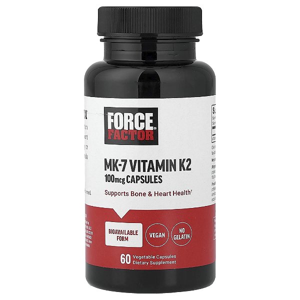 Vitamina K2 MK-7 100 mcg 60 Cápsulas Vegetais - Force Factor