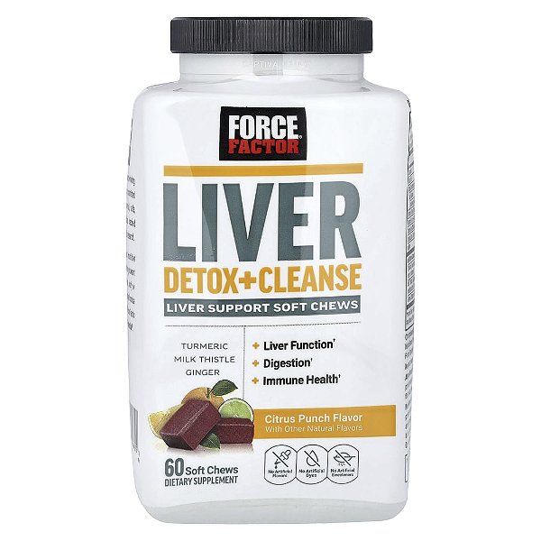 Detox e Limpeza do Fígado Ponche Cítrico 60 Cápsulas Mastigáveis - Force Factor