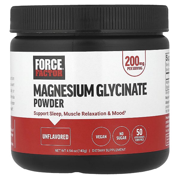 Glicinato de Magnésio em Pó Sem Sabor 140 g - Force Factor