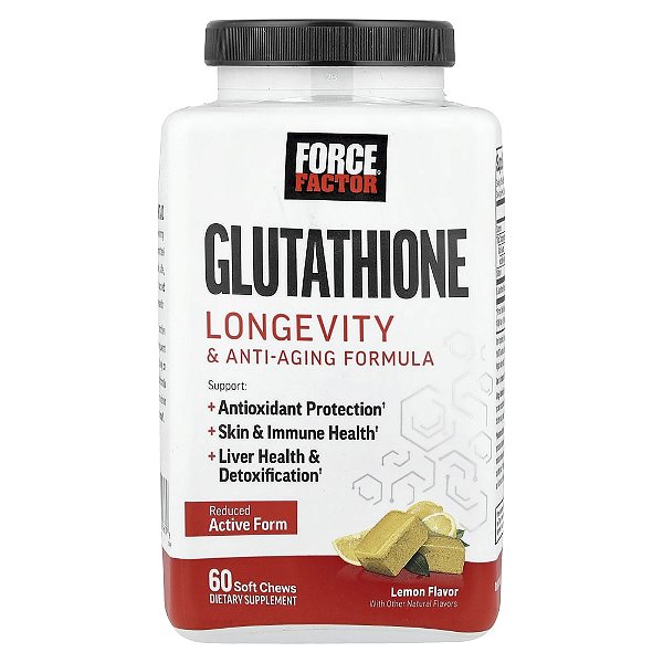 Glutationa Antienvelhecimento Sabor Limão 60 Cápsulas Mastigáveis - Force Factor