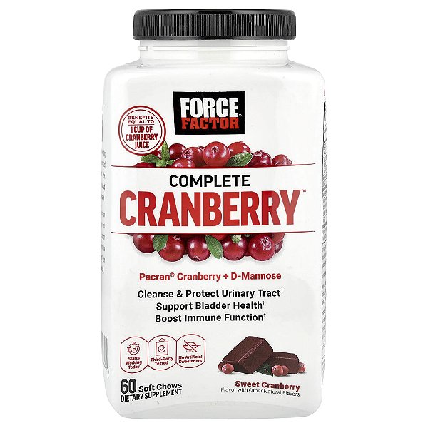 Complete Cranberry Doce 60 Cápsulas Mastigáveis - Force Factor