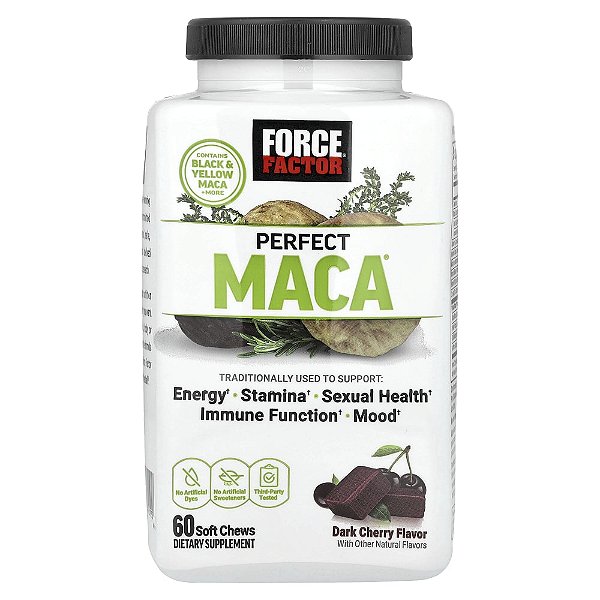 Perfect Maca Cereja Amarga 60 Cápsulas Mastigáveis - Force Factor