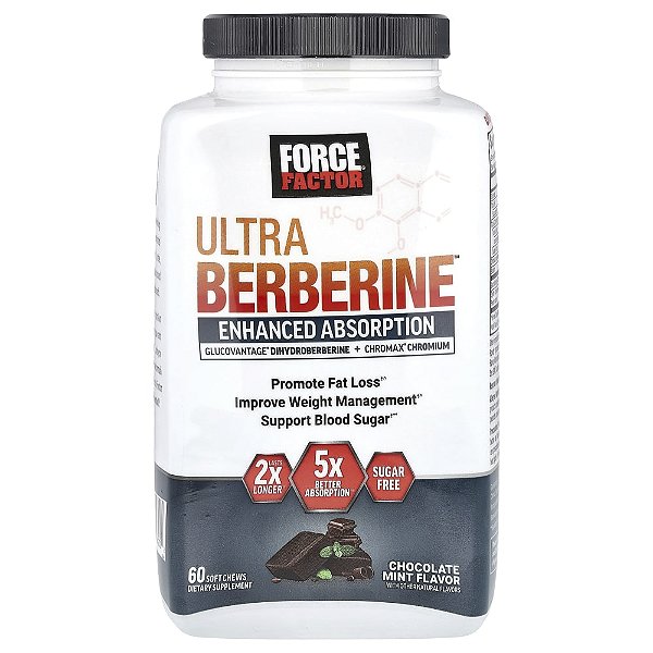 Ultra Berberine Chocolate e Menta 60 Cápsulas Mastigáveis - Force Factor