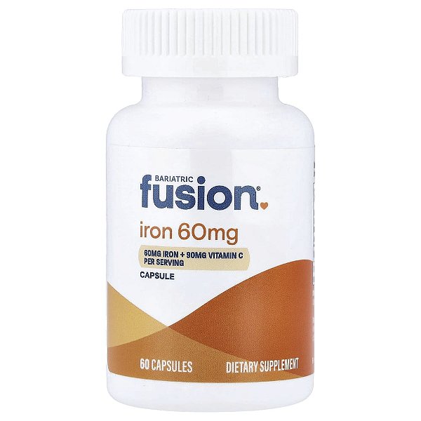 Suplemento de Ferro 60 mg com Vitamina C 60 Cápsulas - Bariatric Fusion