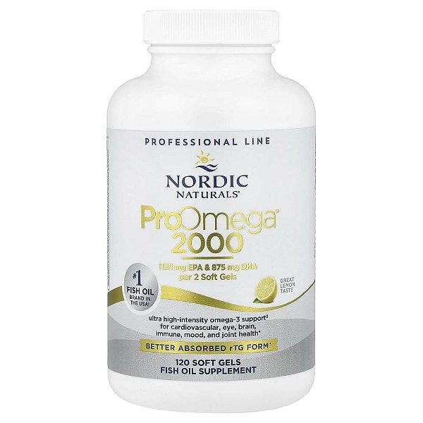 Nordic Naturals - Suplemento de Ômega-3 Profissional ProOmega 2000 Limão 120 Softgels