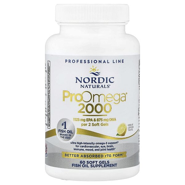 Nordic Naturals - Suplemento de Ômega-3 Profissional ProOmega 2000 Limão 60 Softgels