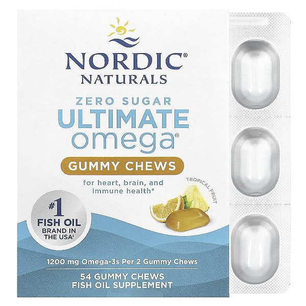 Nordic Naturals - Suplemento de Ômega-3 em Gomas Ultimate Omega Frutas Tropicais 54 Gomas