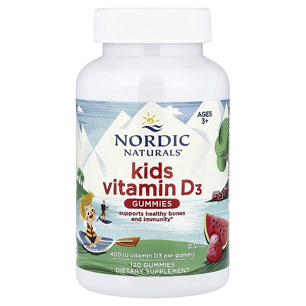 Nordic Naturals - Suplemento de Vitamina D3 Infantil 400 UI Melancia Silvestre 120 Gomas