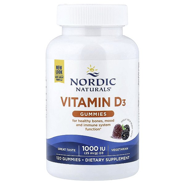 Nordic Naturals - Suplemento de Vitamina D3 1000 UI Frutos Silvestres 120 Gomas