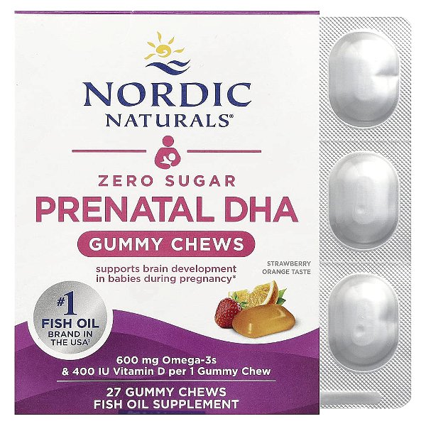 Nordic Naturals - Suplemento de Ômega-3 Pré-Natal em Gomas Morango e Laranja 27 Gomas