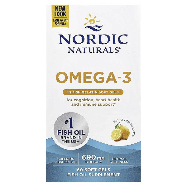 Nordic Naturals - Suplemento de Ômega-3 Sabor Limão 60 Softgels