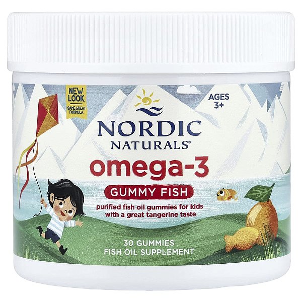 Nordic Naturals - Suplemento de Ômega-3 Infantil em Peixinhos de Goma Tangerina 30 Gomas